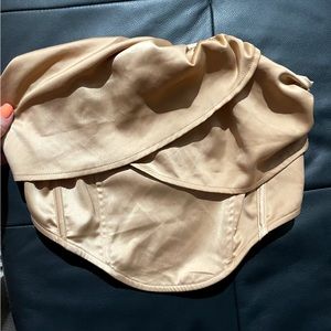 tan strapless crop top